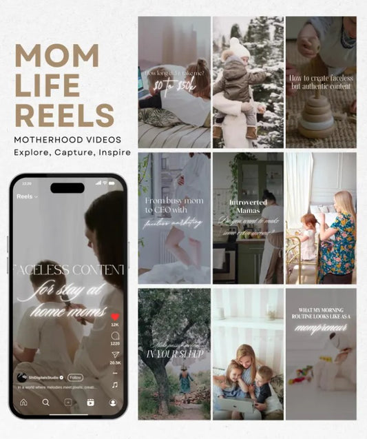 900+ Motherhood Video Reels Mom Life MRR and PLR Reels Aesthetic Mompreneur Videos Mom Life Done For You Motherhood Instagram Reels
